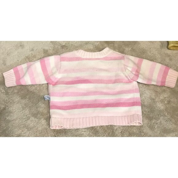 Baby V Pink & White Striped Knit Cardigan 0/3 Months 100% Cotton - Picture 8 of 8